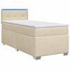 vidaXL Cama Box Spring com Colch&atilde;o e LED Creme 80 x 200 cm Tecido