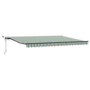 vidaXL Toldo retr&aacute;til Verde e Branco 450 &times; 300 cm Poli&eacute;ster
