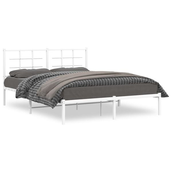 vidaXL Estrutura de cama com cabeceira 160x200 cm metal branco