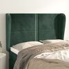 vidaXL Cabeceira cama c/ abas veludo 147x23x118/128 cm verde-escuro