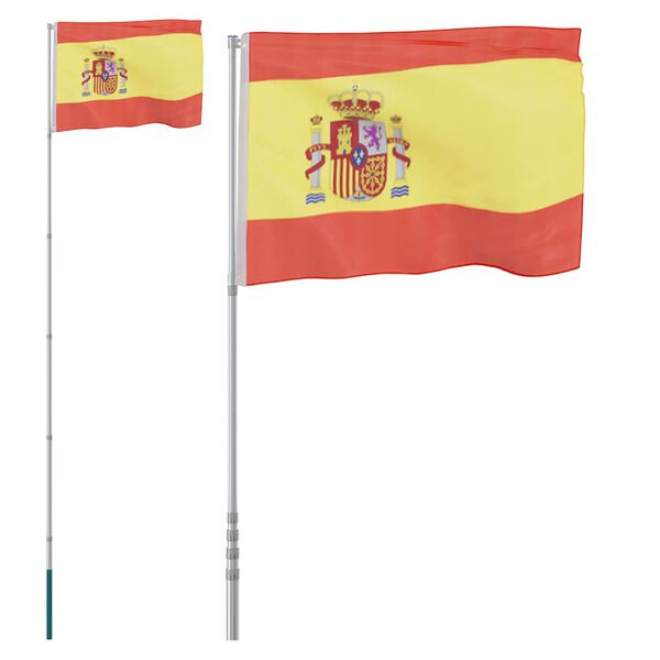 vidaXL Bandeira da Espanha e mastro 5,5 m alum&iacute;nio