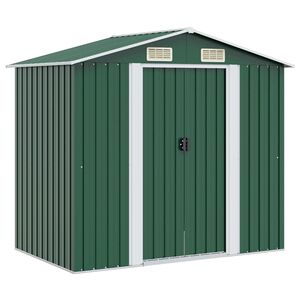 vidaXL Abrigo de jardim metal verde 204x132x186 cm
