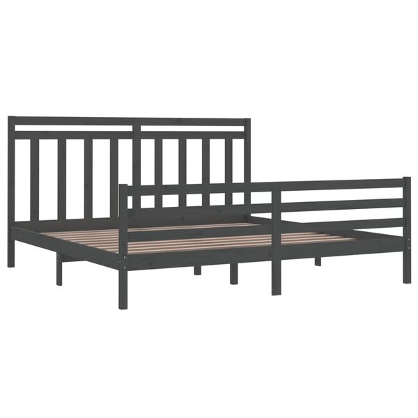 vidaXL Estrutura de cama 200x200 cm madeira maci&ccedil;a cinzento