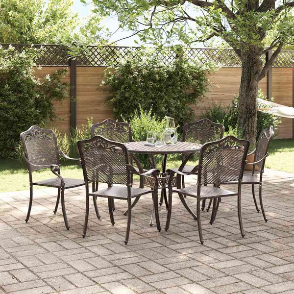 vidaXL Conjunto de Jantar para Jardim 7 pcs Bronze 90 x 90 x 75 cm