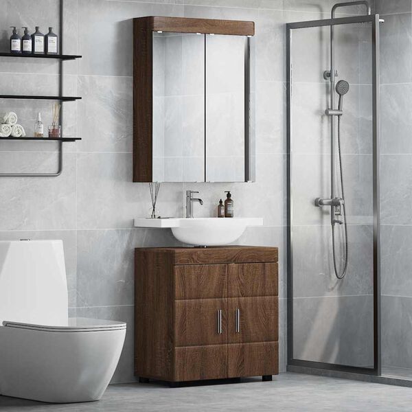 vidaXL Conjunto de M&oacute;veis para Banheiro TULUM Carvalho Marrom