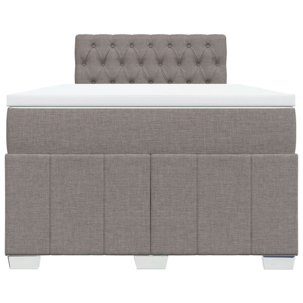 vidaXL Cama boxspring c/ colch&atilde;o 120x190cm tecido castanho-acinzentado