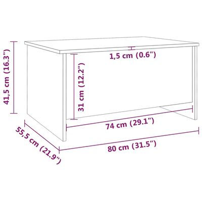 vidaXL Mesa de centro 80x55,5x41,5 cm madeira processada preto