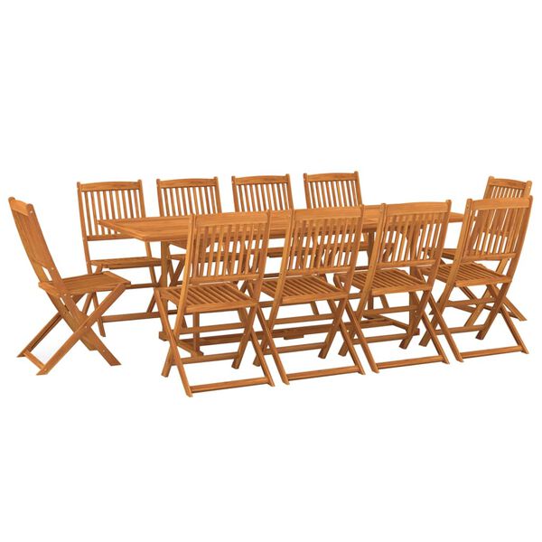 vidaXL 11 pcs conjunto de jantar para jardim 220x90x75cm ac&aacute;cia maci&ccedil;a