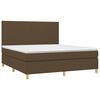 vidaXL Cama box spring c/ colch&atilde;o/LED 180x200cm tecido castanho-escuro