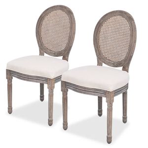 vidaXL Cadeiras de jantar 2 pcs tecido cor creme