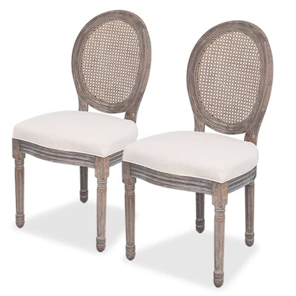 vidaXL Cadeiras de jantar 2 pcs tecido cor creme