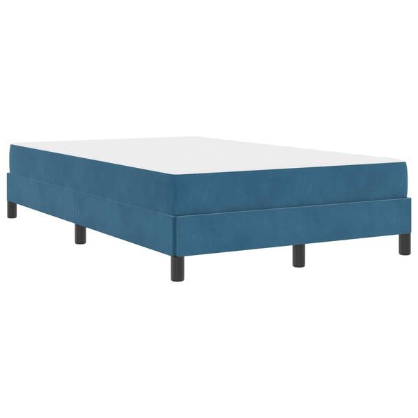 vidaXL Cama Box com colch&atilde;o Azul Escuro 120 x 210 cm tecido