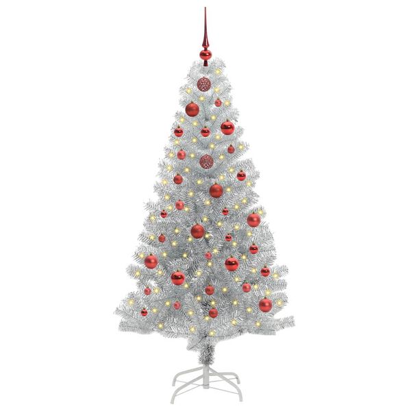vidaXL &Aacute;rvore de Natal com 150 LEDs com suporte Prateado 150 cm PET