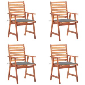 vidaXL Cadeiras de jantar p/ jardim 4 pcs c/ almofad&otilde;es ac&aacute;cia maci&ccedil;a