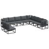 vidaXL Conjunto de Sof&aacute; de Jardim 10 unid. Preto Alum&iacute;nio