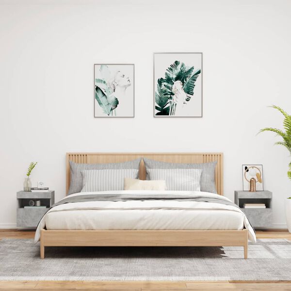 vidaXL M&oacute;veis de parede para TV com luzes LED 2 pcs cinzento cimento