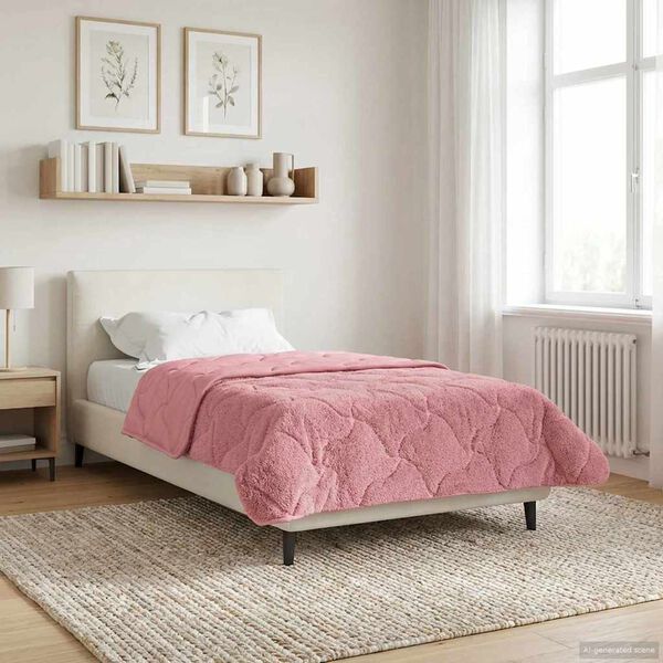 vidaXL Duvet de Ano Inteiro Colchonete Rosa 155 x 200 cm