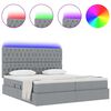 vidaXL Cama com luzes de tira LED Cinzento-claro 180 x 200 cm tecido