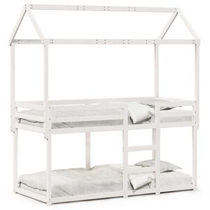 vidaXL Beliche com telhado 80x200 cm madeira de pinho maci&ccedil;a branco