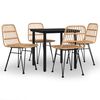 vidaXL 5 pcs conjunto de jantar p/ jardim vime PE