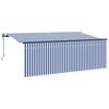 vidaXL Toldo Retr&aacute;til Azul e Branco 400 x 200 cm Poli&eacute;ster e Alum&iacute;nio