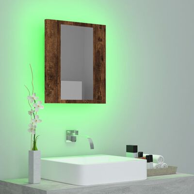 vidaXL Armário WC c/ espelho/luzes LED deriv. madeira carvalho fumado