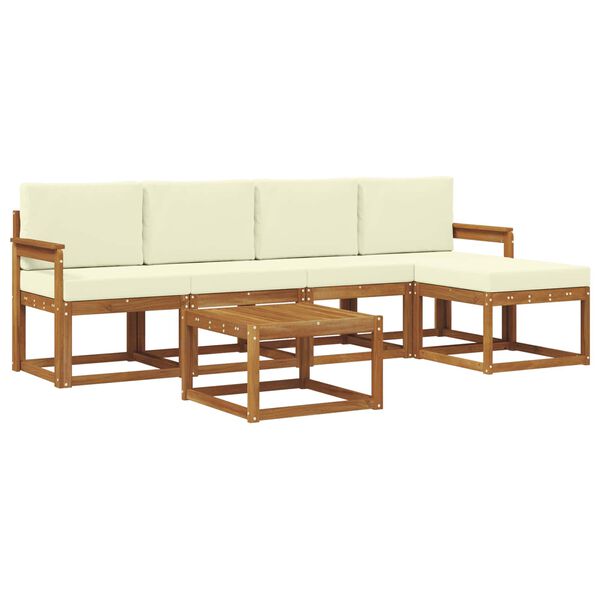vidaXL Conjunto de Sof&aacute;s para Exterior 6 pcs Natural e Creme