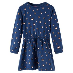 vidaXL Vestido de manga comprida para crian&ccedil;a azul-escuro 104