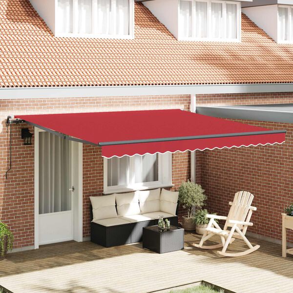 vidaXL Toldo Retr&aacute;til Vermelho 400 &times; 350 cm Tecido e Alum&iacute;nio