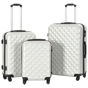 vidaXL Conjunto de tr&oacute;leis estojo r&iacute;gido 3 pcs ABS prateado brilhante