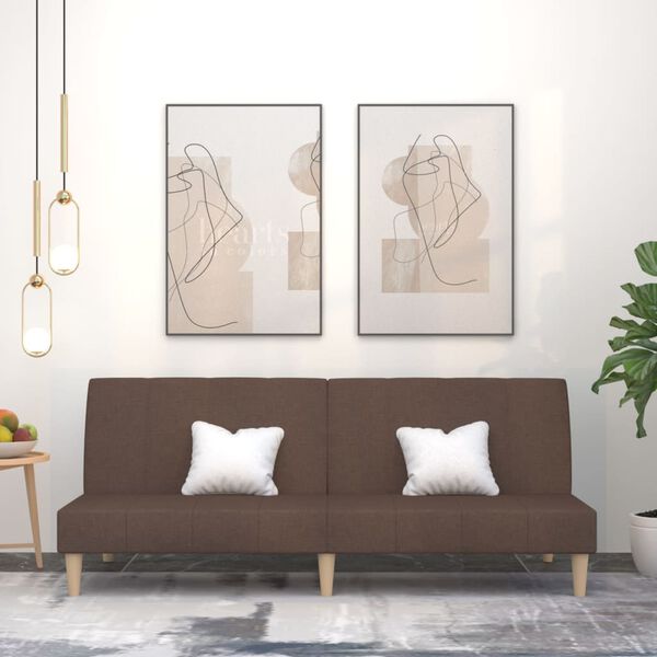 vidaXL Sof&aacute;-cama de 2 lugares tecido cinzento-acastanhado