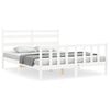 vidaXL Estrutura de cama King Size com cabeceira madeira maci&ccedil;a branco