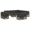 vidaXL Conjunto de Sof&aacute; de Jardim 14 pcs Cinzento vime PE