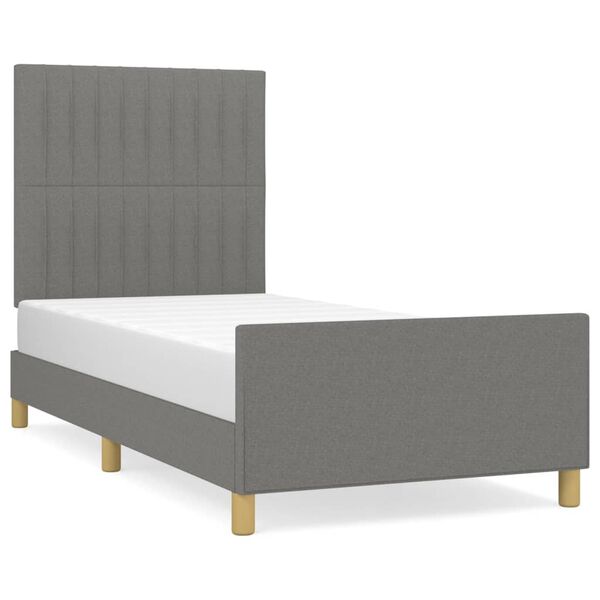 vidaXL Estrutura de cama sem colch&atilde;o 90x190 cm tecido cinzento-escuro