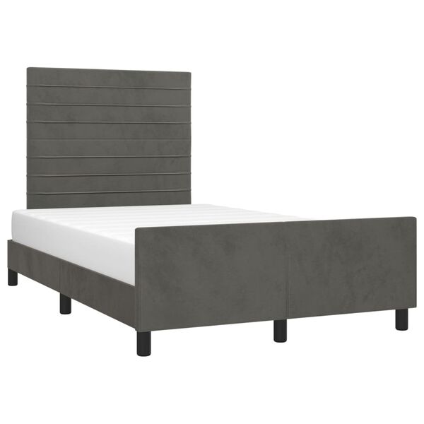 vidaXL Estrutura de cama sem colch&atilde;o 120x200 cm veludo cinzento-escuro