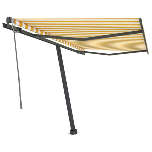 vidaXL Toldo autom&aacute;tico independente 350x250 cm amarelo e branco