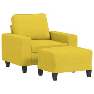 vidaXL Poltrona com apoio de p&eacute;s 60 cm tecido amarelo-claro