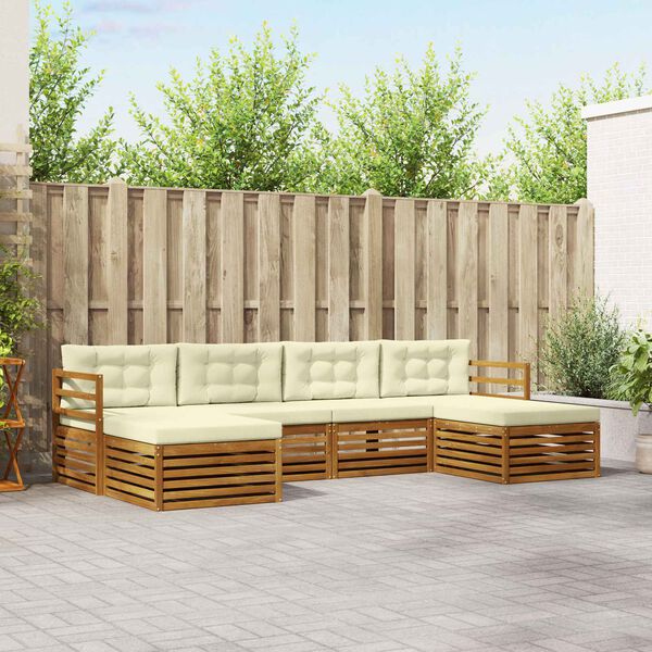 vidaXL Conjuntos de sof&aacute;s com almofada 6 pcs Natural e Creme