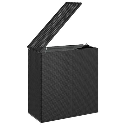 vidaXL Caixa para almofadões de jardim 100x49x103,5 cm vime PE preto