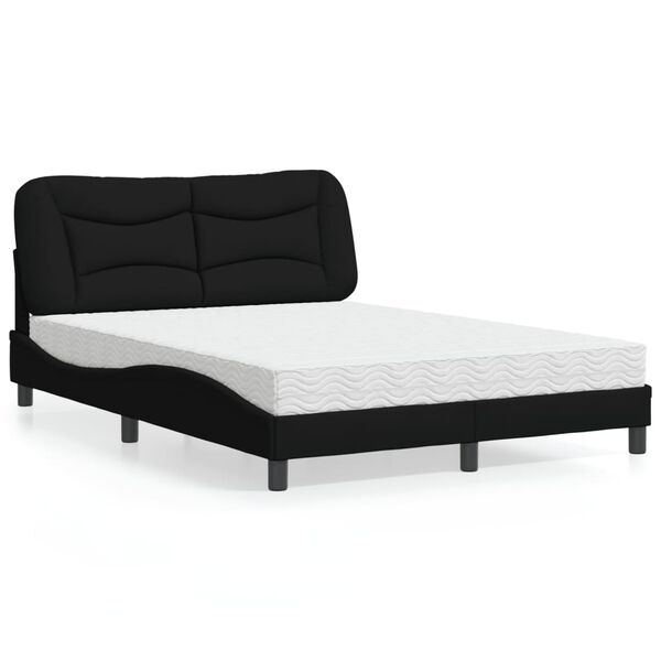 vidaXL Cama com colch&atilde;o Hvar 140x190 cm tecido preto