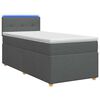 vidaXL Cama Box Spring com Colch&atilde;o e LED Cinzento-Escuro 90 x 190 cm