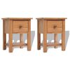 vidaXL Mesas de cabeceira 2 pcs 36x30x47 cm madeira de carvalho maci&ccedil;a
