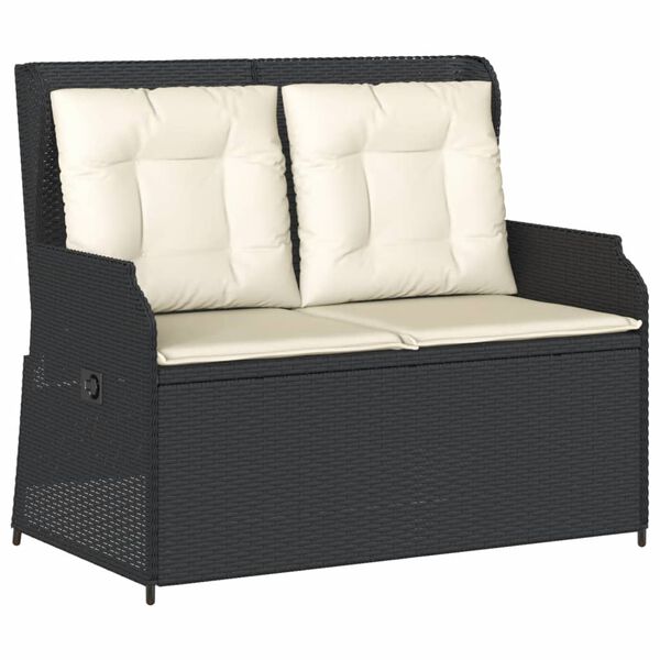 vidaXL 3 pcs conjunto lounge de jardim c/ almofad&otilde;es vime PE preto