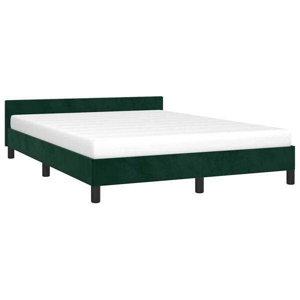 vidaXL Estrutura de cama sem colch&atilde;o 140x190 cm veludo verde-escuro