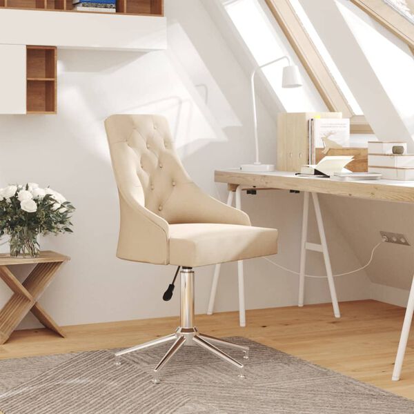 vidaXL Cadeira de jantar girat&oacute;ria tecido cor creme