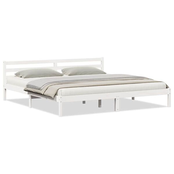 vidaXL Estrutura da Cama com cabeceira Branco 208.6 x 157.6 x 69.4 cm