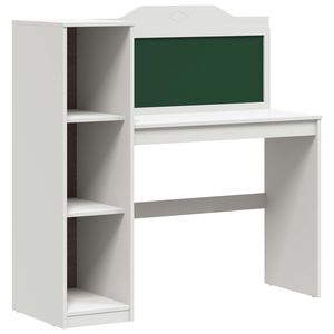 vidaXL Mesa com armazenamento aberto e quadro negro ROROS Branco