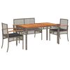 vidaXL 4 pcs conjunto de jantar p/ jardim c/ almofad&otilde;es vime PE cinza
