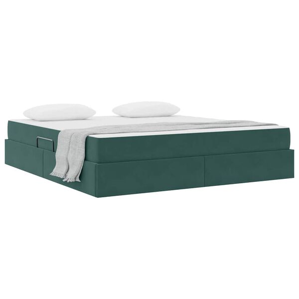 vidaXL Cama com arruma&ccedil;&atilde;o e colch&atilde;o Verde Escuro 180 x 200 cm Veludo