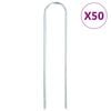 vidaXL Estacas de ch&atilde;o em forma de U 50 pcs 20x3,5 cm a&ccedil;o galvanizado